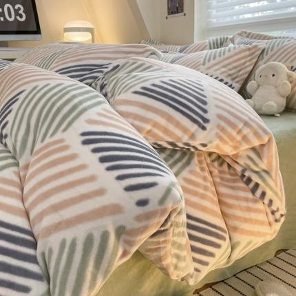 91家纺网 家纺一手货源 找家纺 （总）暮思 2023新款ins休闲时尚简约北欧风高克重牛奶绒四件套