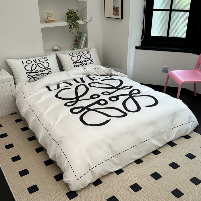 91家纺网 家纺一手货源 找家纺 摩卡 2024新款亲肤四季棉四季款现代简约系列四件套 至爱-白