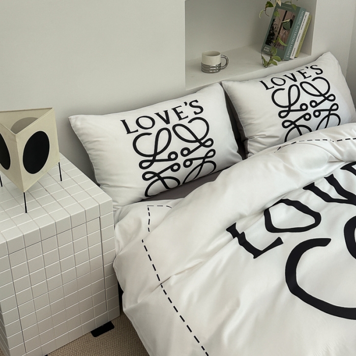 91家纺网 家纺一手货源 找家纺 摩卡 2024新款亲肤四季棉四季款现代简约系列四件套 至爱-白