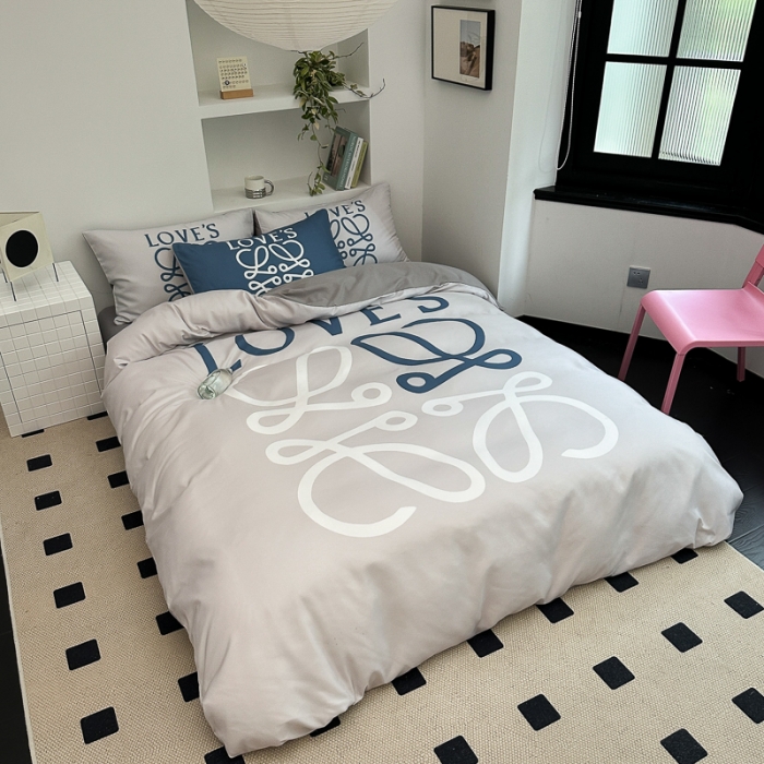 91家纺网 家纺一手货源 找家纺 摩卡 2024新款亲肤四季棉四季款现代简约系列四件套 至爱-蓝灰