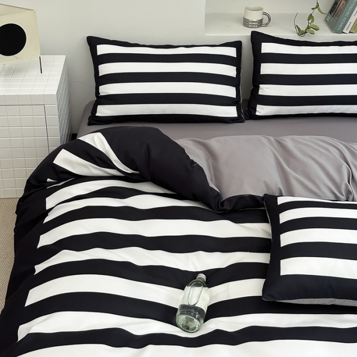 91家纺网 家纺一手货源 找家纺 摩卡 2024新款亲肤四季棉四季款现代简约系列四件套 周末-黑