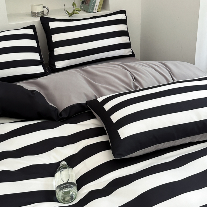 91家纺网 家纺一手货源 找家纺 摩卡 2024新款亲肤四季棉四季款现代简约系列四件套 周末-黑