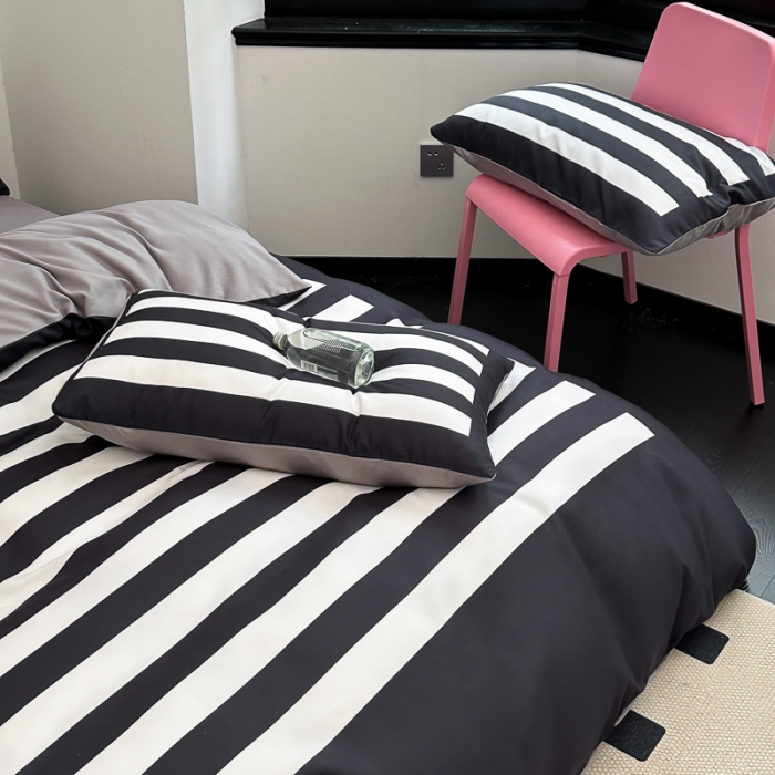 91家纺网 家纺一手货源 找家纺 摩卡 2024新款亲肤四季棉四季款现代简约系列四件套 周末-黑