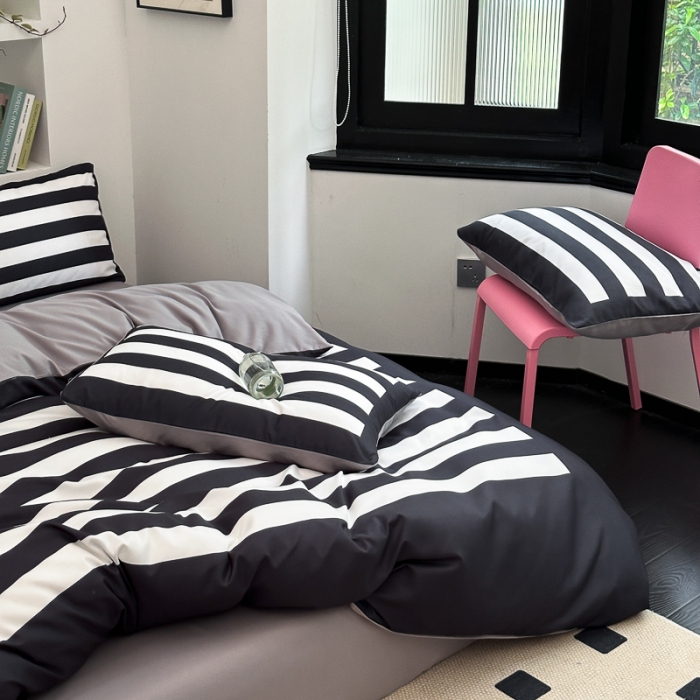 91家纺网 家纺一手货源 找家纺 摩卡 2024新款亲肤四季棉四季款现代简约系列四件套 周末-黑