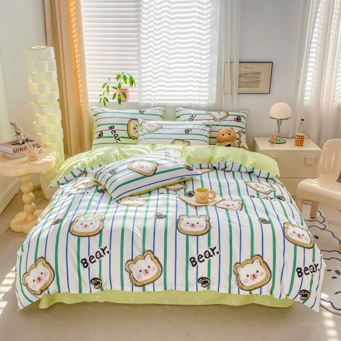 91家纺网 家纺一手货源 找家纺 黑马家居 2025新款全棉喷气13070印花四件套 元气小熊