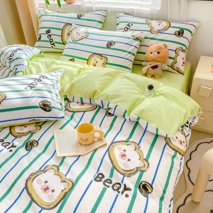 91家纺网 家纺一手货源 找家纺 黑马家居 2025新款全棉喷气13070印花四件套 元气小熊