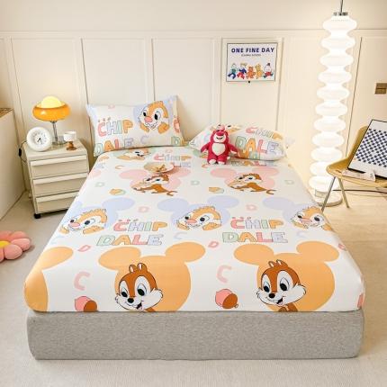 91家纺网 家纺一手货源 找家纺 莎臣豹 2025新款云小棉印花单品床笠二三件套 花栗鼠儿