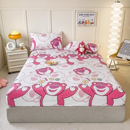 91家纺网 家纺一手货源 找家纺 莎臣豹 2025新款云小棉印花单品床笠二三件套 你好草莓熊