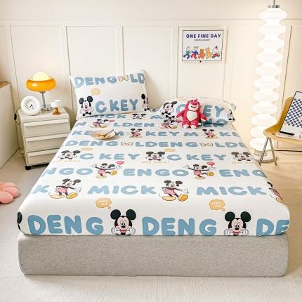 91家纺网 家纺一手货源 找家纺 莎臣豹 2025新款云小棉印花单品床笠二三件套 你好米奇