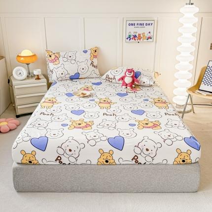 91家纺网 家纺一手货源 找家纺 莎臣豹 2025新款云小棉印花单品床笠二三件套 维尼宝贝