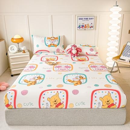 91家纺网 家纺一手货源 找家纺 莎臣豹 2025新款云小棉印花单品床笠二三件套 维尼家族