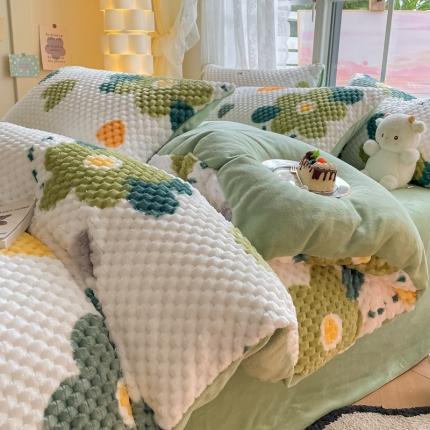 91家纺网 家纺一手货源 找家纺 （总）莱米 2023新款直播爆款牛奶绒豆豆绒四件套高克重豆豆绒四件套