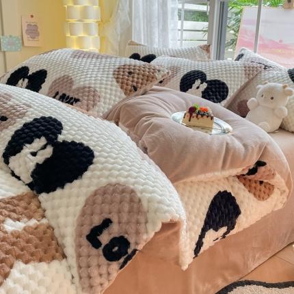 91家纺网 家纺一手货源 找家纺 （总）莱米 2023新款直播爆款牛奶绒豆豆绒四件套高克重豆豆绒四件套