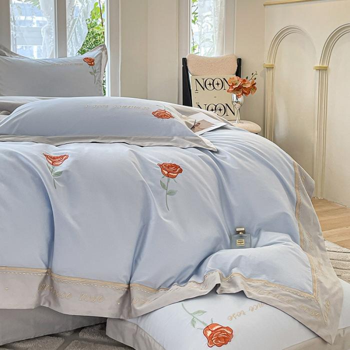 91家纺网 家纺一手货源 找家纺 【主播甄选】100支新疆长绒棉四件套全棉纯棉床单被套玫瑰花床笠床上用品