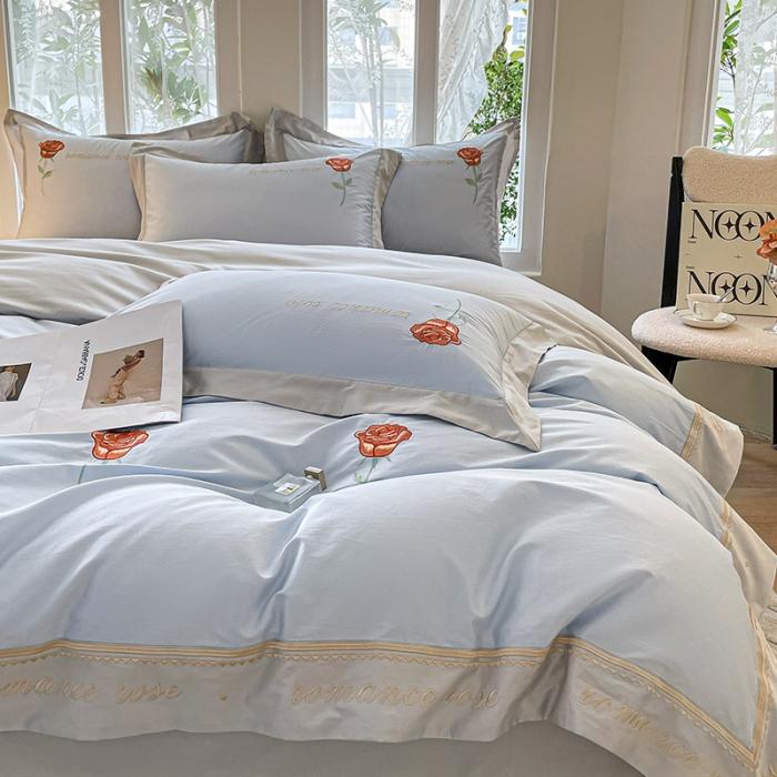 91家纺网 家纺一手货源 找家纺 【主播甄选】100支新疆长绒棉四件套全棉纯棉床单被套玫瑰花床笠床上用品