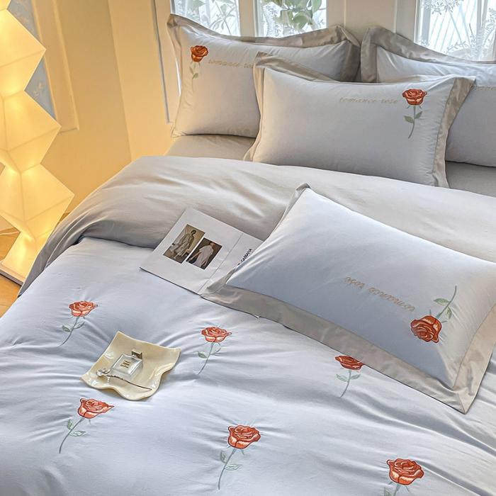 91家纺网 家纺一手货源 找家纺 【主播甄选】100支新疆长绒棉四件套全棉纯棉床单被套玫瑰花床笠床上用品