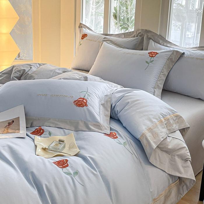 91家纺网 家纺一手货源 找家纺 【主播甄选】100支新疆长绒棉四件套全棉纯棉床单被套玫瑰花床笠床上用品