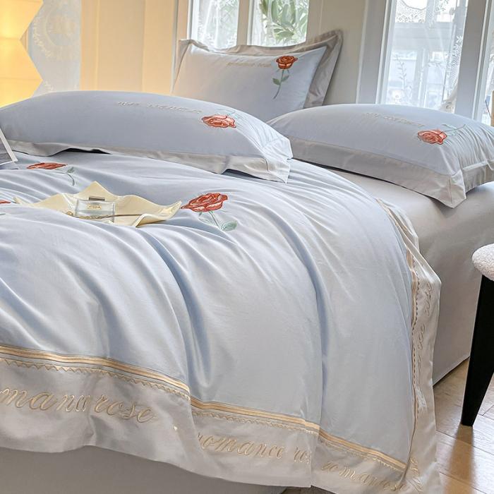 91家纺网 家纺一手货源 找家纺 【主播甄选】100支新疆长绒棉四件套全棉纯棉床单被套玫瑰花床笠床上用品