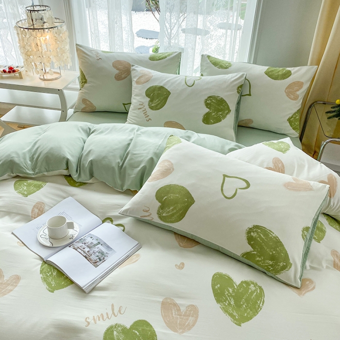 91家纺网 家纺一手货源 找家纺 赫然 2026新款A类针织水洗双层纱单枕套 爱心满满