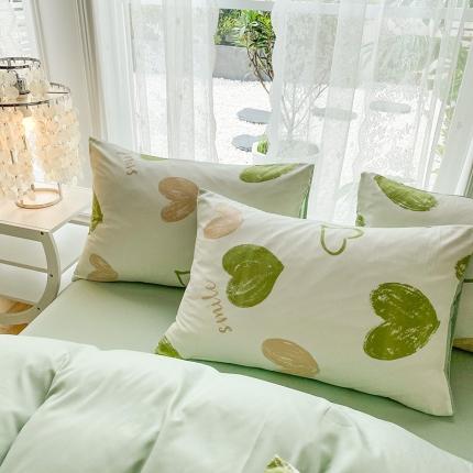 赫然 2026新款A类针织水洗双层纱单枕套 爱心满满