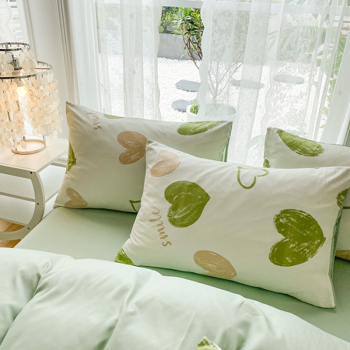 91家纺网 家纺一手货源 找家纺 赫然 2026新款A类针织水洗双层纱单枕套 爱心满满