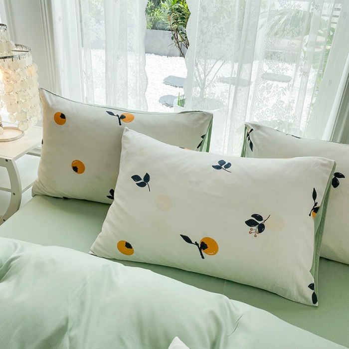 91家纺网 家纺一手货源 找家纺 赫然 2026新款A类针织水洗双层纱单枕套 好柿成双