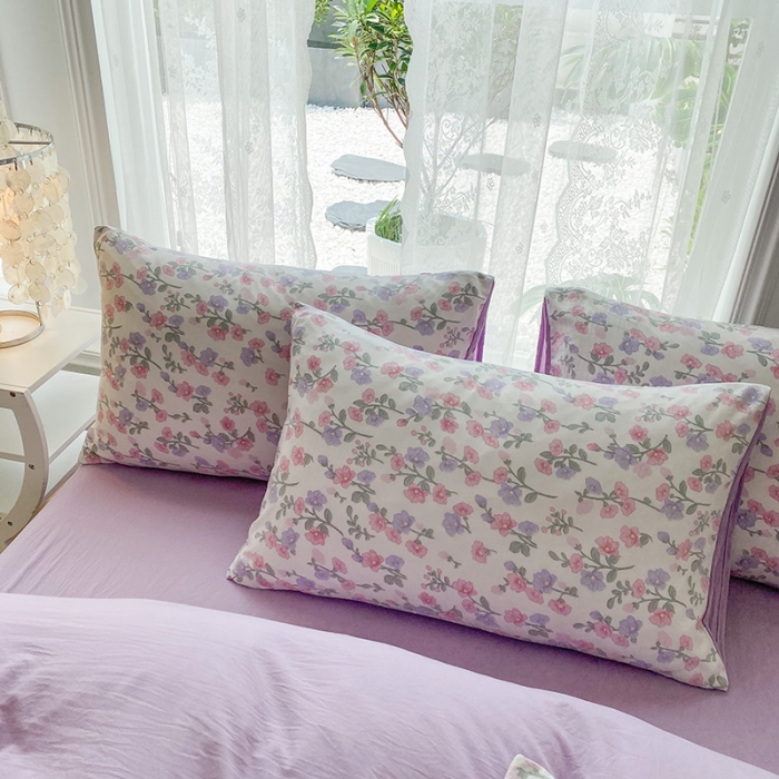 91家纺网 家纺一手货源 找家纺 赫然 2026新款A类针织水洗双层纱单枕套 花开富贵