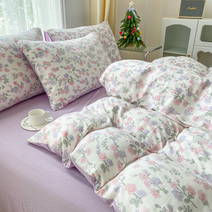 91家纺网 家纺一手货源 找家纺 赫然 2026新款A类针织水洗双层纱单枕套 花开富贵