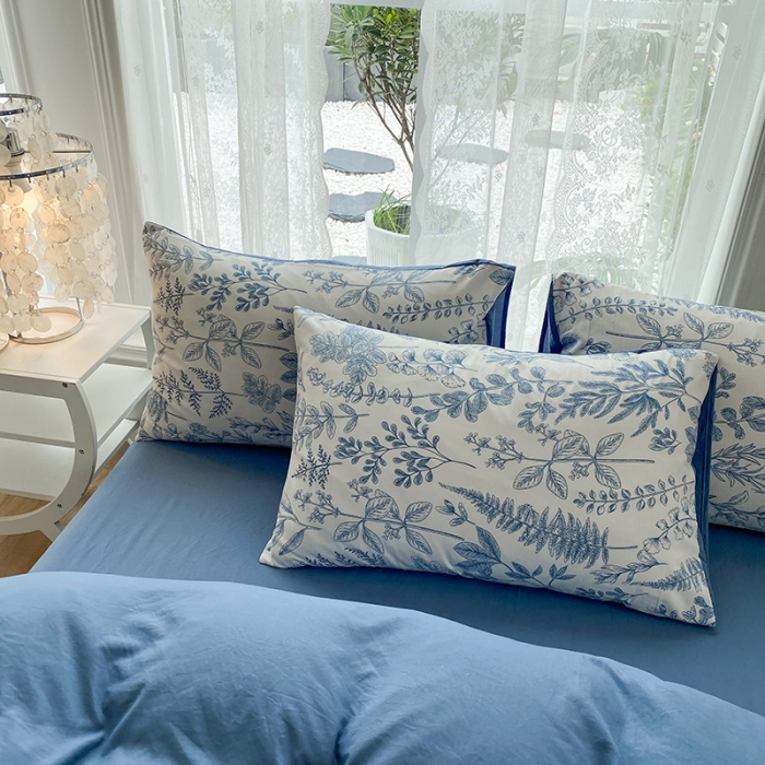 91家纺网 家纺一手货源 找家纺 赫然 2026新款A类针织水洗双层纱单枕套 兰花情