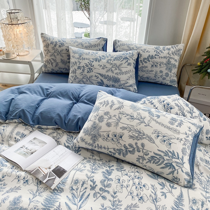 91家纺网 家纺一手货源 找家纺 赫然 2026新款A类针织水洗双层纱单枕套 兰花情