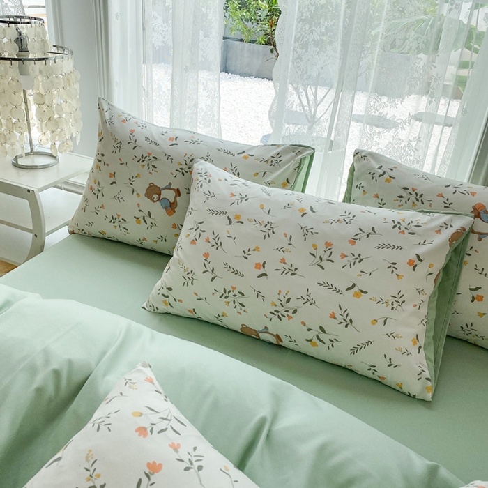 91家纺网 家纺一手货源 找家纺 赫然 2026新款A类针织水洗双层纱单枕套 小熊园长