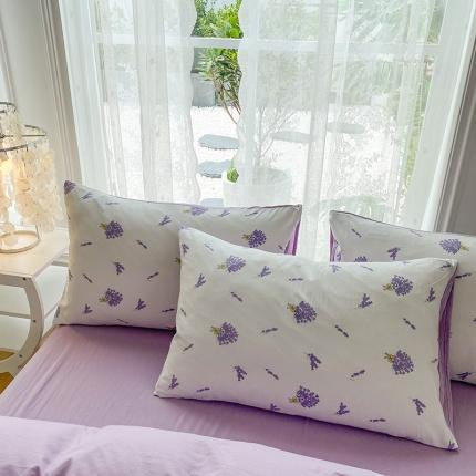 赫然 2026新款A类针织水洗双层纱单枕套 紫色风情