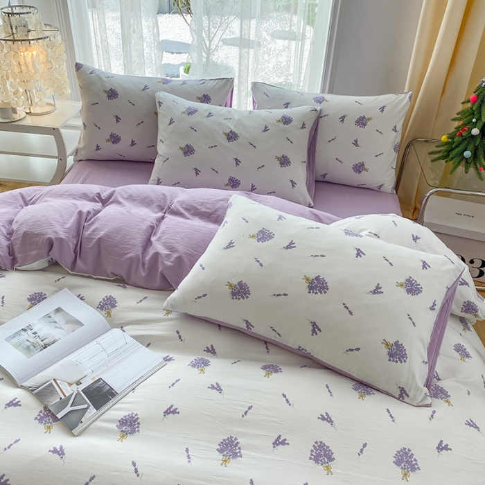 91家纺网 家纺一手货源 找家纺 赫然 2026新款A类针织水洗双层纱单枕套 紫色风情