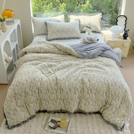 典冠 2024新款有氧提花竺节棉双层纱大豆被春秋被冬被 流金岁月