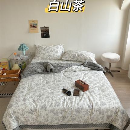 91家纺网 家纺一手货源 找家纺 （总）星期八 2023新款复古碎花全棉豆豆春秋被四件套