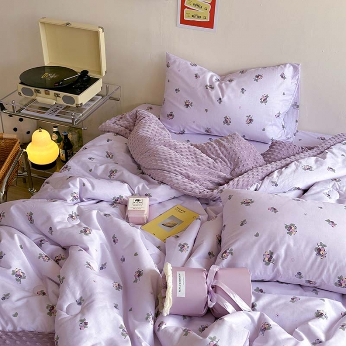 91家纺网 家纺一手货源 找家纺 （总）星期八 2023新款复古碎花全棉豆豆春秋被四件套