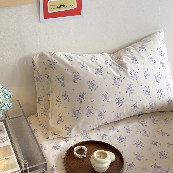 91家纺网 家纺一手货源 找家纺 星期八 2023新款复古碎花全棉豆豆春秋被四件套 风信子