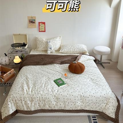 星期八 2023新款复古碎花全棉豆豆春秋被四件套 可可熊