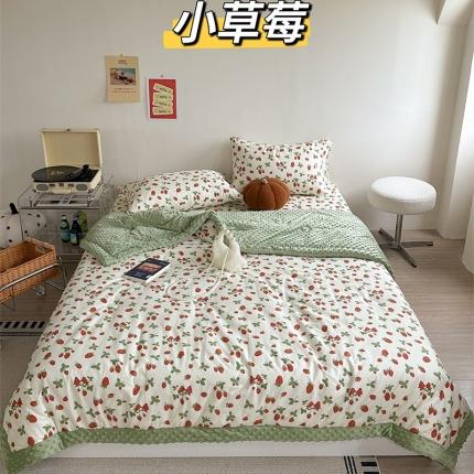 星期八 2023新款复古碎花全棉豆豆春秋被四件套 小草莓