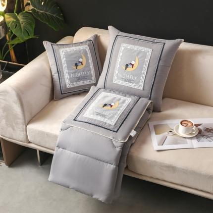 91家纺网 家纺一手货源 找家纺 (总) 伊可爱抱枕被 2023新款蕾丝贴绣加卡通烫印多功能抱枕被