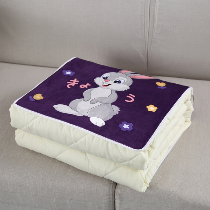 91家纺网 家纺一手货源 找家纺 伊可爱抱枕被 2023新款水晶超柔磨毛四季多针抱枕被 哈哈兔