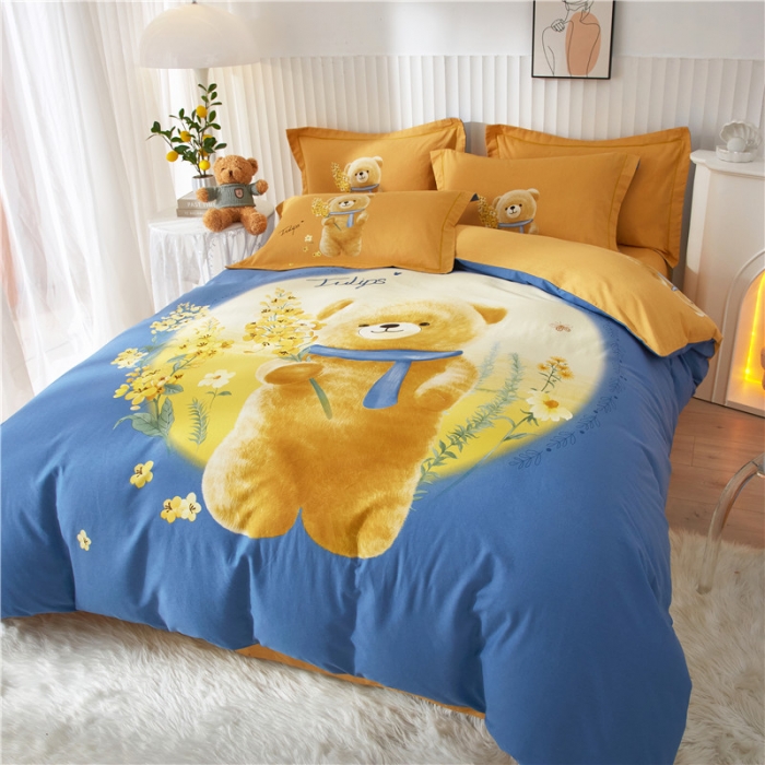 91家纺网 家纺一手货源 找家纺 沐白家居 2023全棉大版生态磨毛四件套 迷你花园-兰