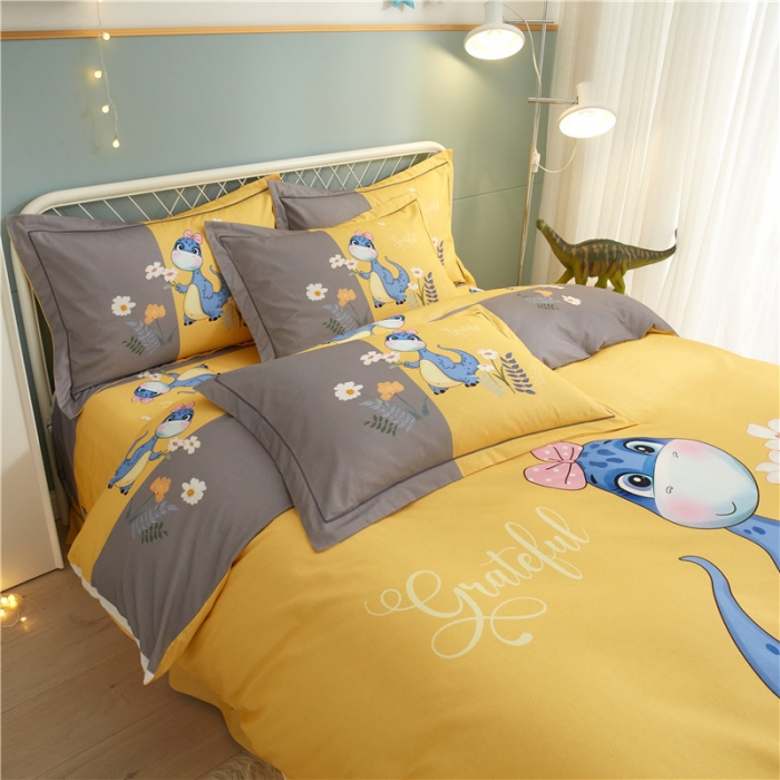 91家纺网 家纺一手货源 找家纺 沐白家居 2023全棉大版生态磨毛四件套 小海宝-黄