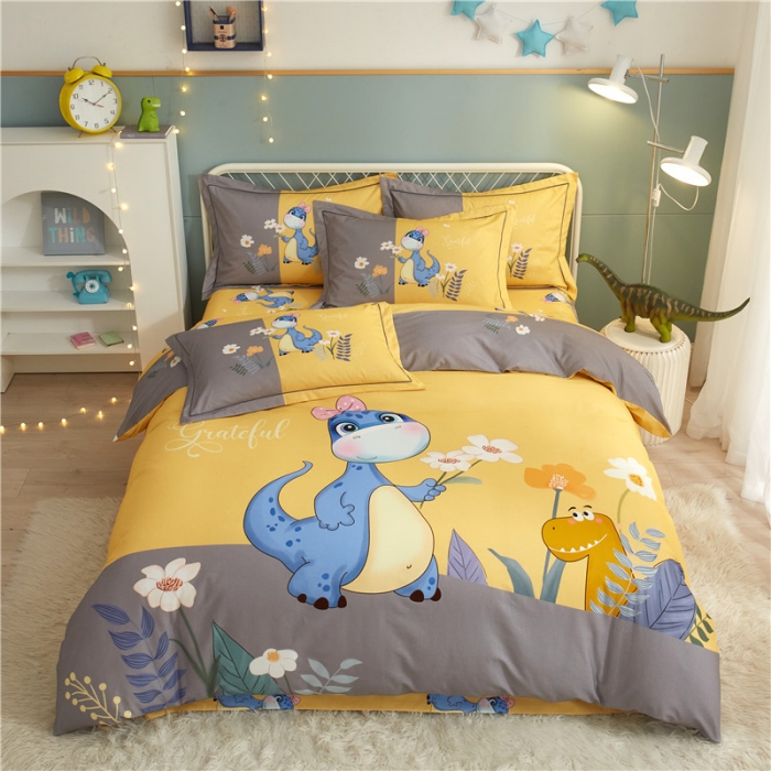 91家纺网 家纺一手货源 找家纺 沐白家居 2023全棉大版生态磨毛四件套 小海宝-黄