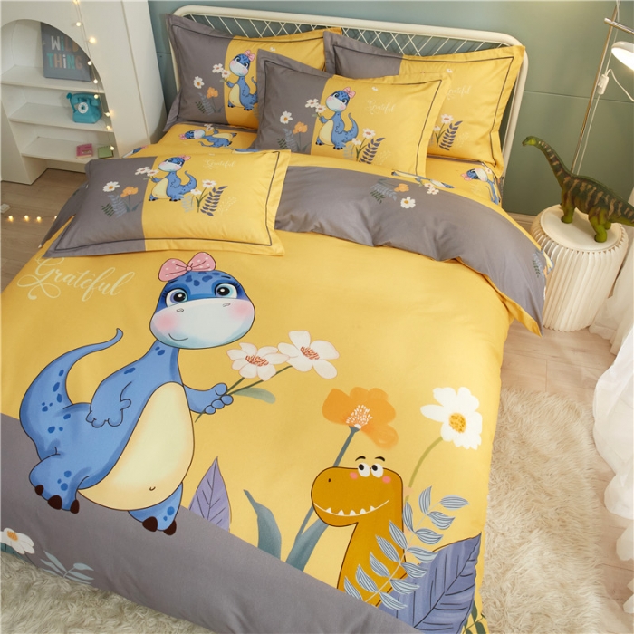 91家纺网 家纺一手货源 找家纺 沐白家居 2023全棉大版生态磨毛四件套 小海宝-黄