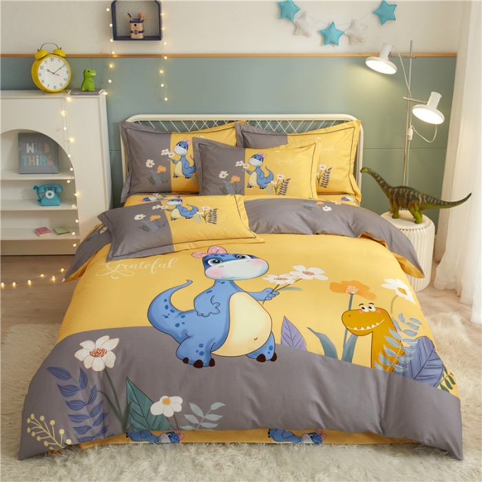 91家纺网 家纺一手货源 找家纺 沐白家居 2023全棉大版生态磨毛四件套 小海宝-黄