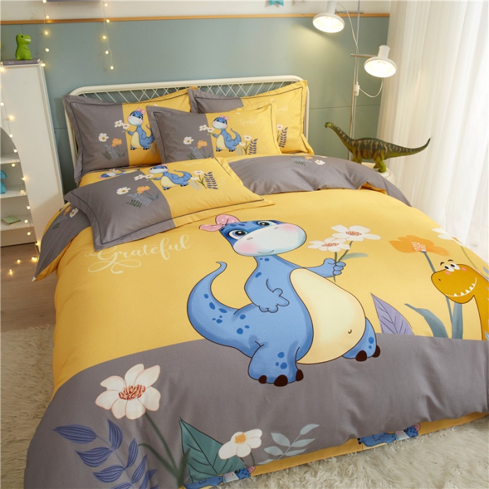 91家纺网 家纺一手货源 找家纺 沐白家居 2023全棉大版生态磨毛四件套 小海宝-黄