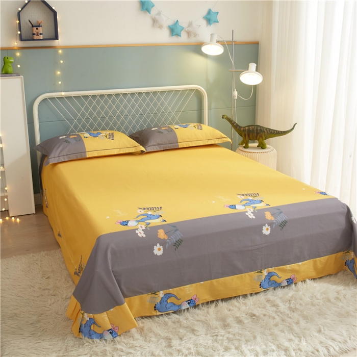 91家纺网 家纺一手货源 找家纺 沐白家居 2023全棉大版生态磨毛四件套 小海宝-黄