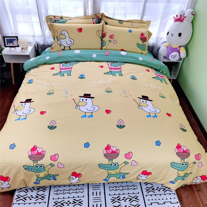 91家纺网 家纺一手货源 找家纺 沐白家居 2023全棉大版生态磨毛四件套 青春无敌