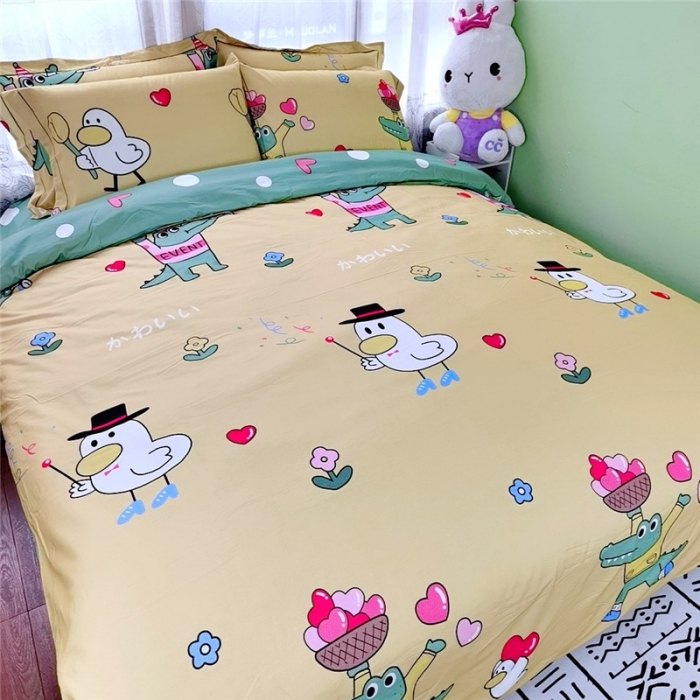 91家纺网 家纺一手货源 找家纺 沐白家居 2023全棉大版生态磨毛四件套 青春无敌